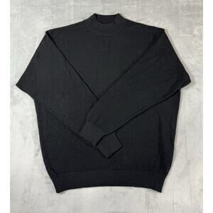 Hart Shaffner Marx Black Wool Silk Blend Men’s Large Mock Sweater Made In Italy